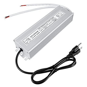 inShareplus LED Power Supply, 24V 200W IP67 Waterproof Outdoor Driver, AC 90-140V to DC 24V 8.3A Low Voltage Transformer, Adapter with 3-Prong Plug for LED Light, Computer Project, Outdoor Use