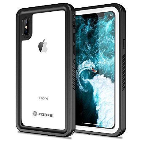 iPhone X Waterproof Case, SPIDERCASE Dustproof Snowproof Shockproof IP68 Certified Waterproof iPhone X Case with Built-in Screen Protector Full body Rugged Cover for iPhone X/iPhone 10