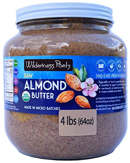 Wilderness Poets, Almond Butter - Organic Raw Nut Butter (64 Ounce - 4 Pound - Half Gallon)