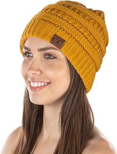Funky Junque Exclusives Womens Beanie Solid Ribbed Knit Hat Warm Soft Skull Cap