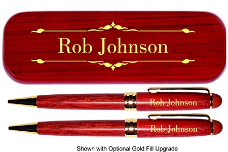 Dayspring Pens | Personalized DELUXE Rosewood Pen and Pencil Set with Case. Engraved Wood Gift for Men or Women.