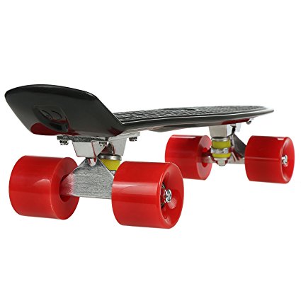 Ancheer Mini Cruiser Skateboard Complete 22" Retro Plastic Skate Board for Kids Boys Girls Beginners