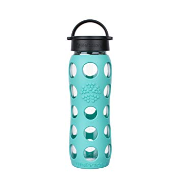 Lifefactory 22-Ounce BPA-Free Glass Water Bottle with Classic Cap and Silicone Sleeve, Sea Green