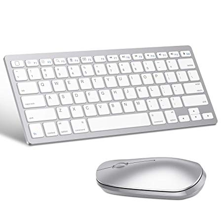 OMOTON Bluetooth Keyboard and Mouse for iPad and iPhone (iPadOS 13 / iOS 13 and Above), Compatible with New iPad 10.2, iPad Pro 12.9/11.0, iPad Mini 5, and Other Bluetooth Enabled Devices, Silver