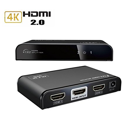 AGPtEK HDMI Splitter 1 in 2 out V2.0 4K Full HD 3D 1080P HDR 1x2 Adapter Signal Distributor Hub  for STB,DVD,Media Player,Laptop,D-VHS and More