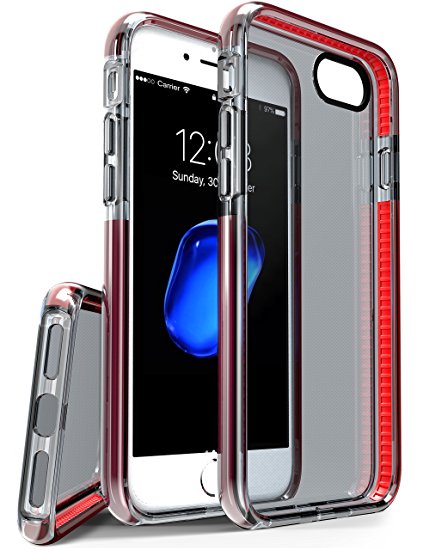 TOZO for iPhone 7 Case, Flex Hybrid Material Soft TPU Cover [Nano Tech Impact Gel] EXTREME Shock-Absorption [Perfect Finishing Touch] for iPhone 7 (2016) 4.7 inch [smoke red]