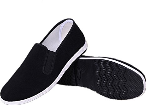 APIKA Chinese Traditional Old Beijing Shoes Kung Fu Tai Chi Shoes Rubber Sole Unisex Black