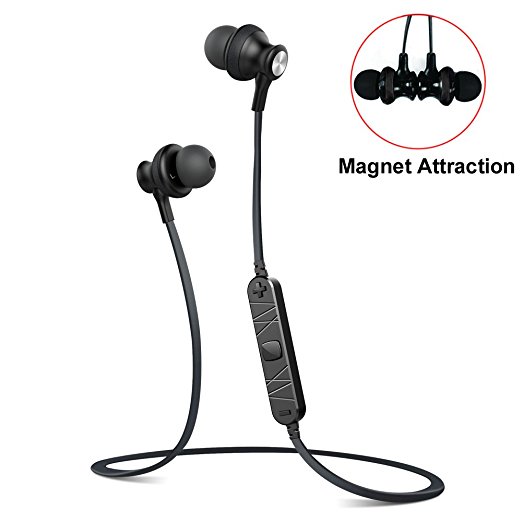 Magnetic Bluetooth Headphones, LBell 4.0 Wireless Bluetooth Headset for Exercise Noise Cancellation Sweat-proof Earbuds with Mic (Black)