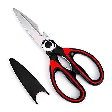 Latest Sharp Kitchen Scissors Heavy Duty, Multifunction Purpose Utility Sharp Scissors, cooking Scissors for Chicken, Meat, Fish, Poultry, Vegetables, Herbs, Nuts is a Household Necessity | LifeTime Warranty by Wellehomi