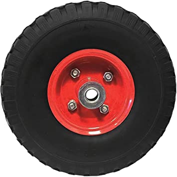 EZ Travel Collection, Heavy Duty Flat Free 10" Tire Wheels, Extra Wide Tires for Wagon, Dolly, Hand Truck, and Cart (Red)