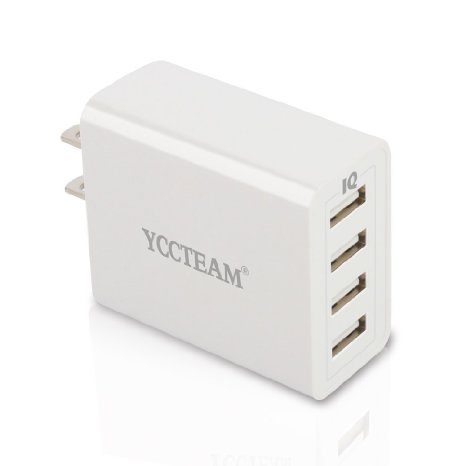 Wall Charger,YCCTEAM 25W 4-Port USB Charger Travel Charger Charging Station 2.4 Amps Each Port Smart IC for Apple Iphone 6/6s/plus/5/5s, Ipad, Samsung, Nexus, HTC, Tablet and More