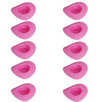 Acxico 10pcs Plastic Mini Miniature Cute Western Cowgirl Pink Cowboy Hat for Doll Dress Up Party Accessories