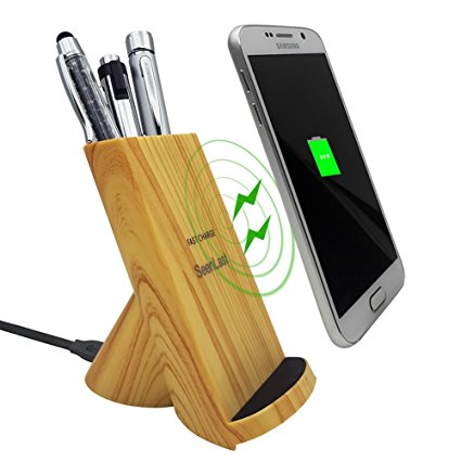 Wood Grain Wireless charger Stand, 10W Qi Fast Charging for Iphone 8/8 plus iphone X Galaxy S8/S8 plus Note 8 S7/S7 Edge S6/S6 Edge/S6 and All Qi-Enabled Devices (wooden)