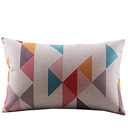 Createforlife Cotton Linen Decorative Throw Pillow Case Cushion Cover Multicolor Tetris Pattern Rectangle 12" * 20"