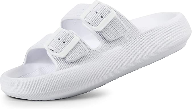 Weweya Cloud Slides for Women and Men - Pillow Slippers - Double Buckle Adjustable - EVA Flat Sandals