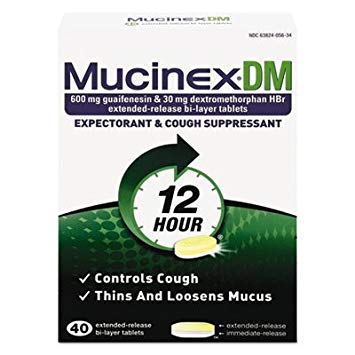 Mucinex DM 12-Hour Expectorant and Cough Suppressant Tablets, 40 ct