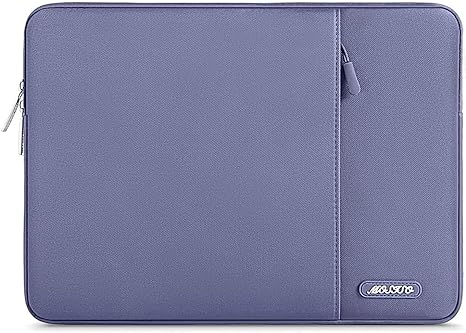 MOSISO Laptop Sleeve Bag Compatible with MacBook Air 15 inch M2 A2941 2023/Pro 15 A1990 A1707, 15 Surface Laptop 5/4/3,Dell XPS 15,HP Stream 14 inch, Polyester Vertical Case with Pocket, Lavender Gray