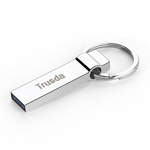 Trusda U90 16GB USB 3.0 Memory Stick for Keyring Stainless Steel "Key" Flash Drive Waterproof & Shockproof | Silver