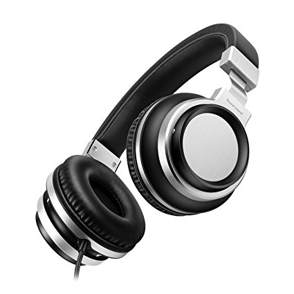 Sound Intone I8 Over-Ear Headphones with Microphone Bass Stereo Lightweight Adjustable Headsets for iPhone iPad iPod Android Smartphones Laptop Mp3 (Black Silver)