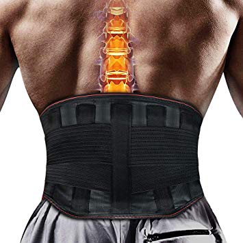 Lower Back Brace Lumbar Posture Corrector - Support Belt with Removable Aluminum Plate Breathable and Stretchable Waist Compression Wrap for Relief Waist Pains, Spasm, Sprain, Herniated Disc