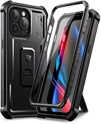 Dexnor for iPhone 13 pro max Case 6.7 Inch 2021, [Built in Screen Protector and Kickstand] Heavy Duty Military Grade Protection Shockproof Protective Cover for iPhone 13 pro max Black