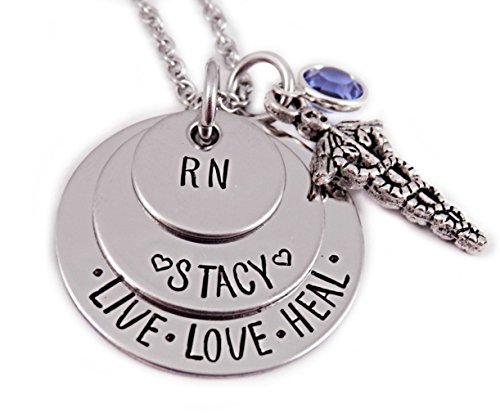 Live Love Heal Nurse Name Necklace - Hand Stamped Custom Jewelry