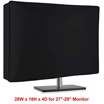 Silky Smooth Nonwoven Monitor Dust Cover for 27” 28” 29" LED LCD Screens Flat Panel HD Display (Size: 28W x 18H x 4D) -Black