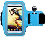 Samsung Galaxy S5 Armband iXCC  Racer Series Easy Fitting Sport Gym Bike Cycle Jogging Running Walking  Armband - Featured with Scratch-Resistant Material Slim Lightweight Dual Arm-Size Slots for Small and Large Arms Sweat Proof and Key Pocket Blue