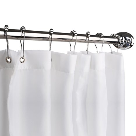 Homitex Shower Curtain Mildew-Free Water-Repellent Fabric Shower Curtain Liner, 72 × 72inch, White