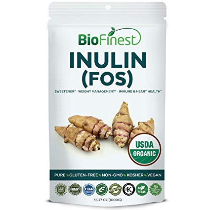 Biofinest Inulin (FOS) Powder (Jerusalem Artichoke) - USDA Organic Pure Gluten-Free Non-GMO Kosher Vegan Friendly Sweetener - Supplement for Healthy Immune System, Heart, Weight Management(1000g)