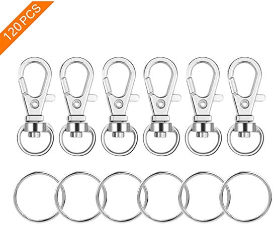 120PCS Premium Swivel Lanyard Snap Hook with Key Rings, Metal  Hooks  Keychain Hooks for Lanyard Key Rings Crafting