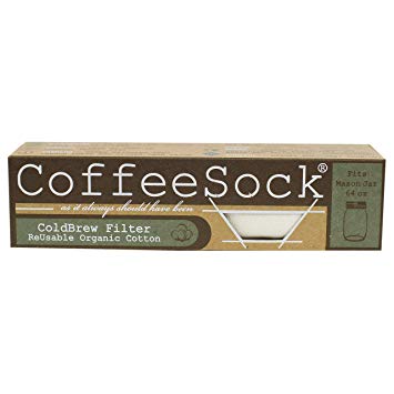 CoffeeSock DIY ColdBrew 1/2 Gallon (2 Liter)- The Original Reusable Coffee Filter- GOTS Certified Organic Cotton Reusable Coffee Filter
