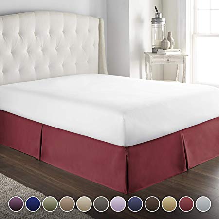 Hotel Luxury Bed Skirt/Dust Ruffle 1800 Platinum Collection-14 inch Tailored Drop, Wrinkle & Fade Resistant, Linens (Queen, Burgundy)