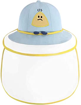 Baby Hat with Face Shield Anti Spitting Protective UPF 50 Sun Hats Blue