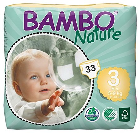 Bambo Nature Premium Baby Diapers, Midi, 33 Count size 3