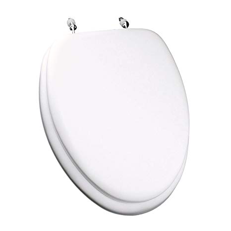 Bath Décor 6F1E2-00CH Premium Soft Elongated Closed Front Toilet Seat with Extra Heavy Duty Solid Wood Core, White