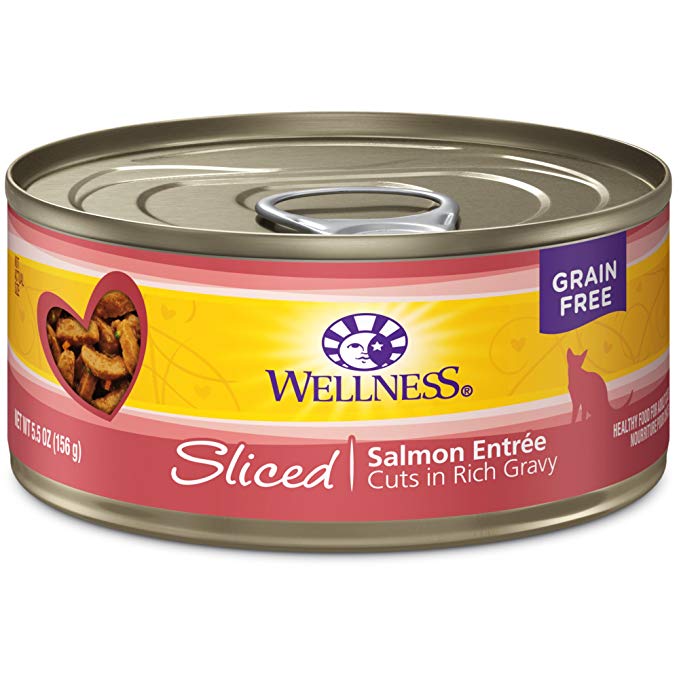 Wellness Natural Grain Free Wet Canned Cat Food Sliced Salmon