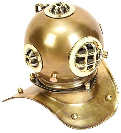 Deco 79 Brass Diving Helmet 8 by 8-Inch