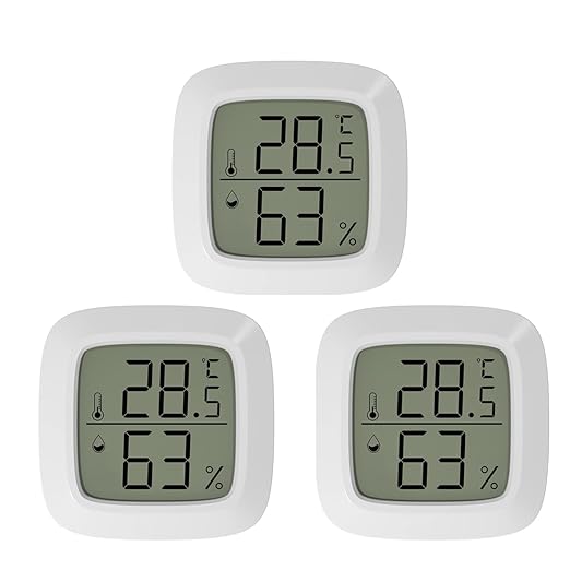INRIGOROUS 3pcs Mini Hygrometer Thermometer Digital Room Thermometer Temperature thermometer Humidity Gauge with LCD Temperature Humidity Monitor for Greenhouse, Baby room, Cigar