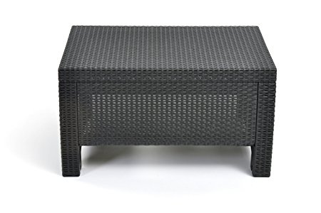 Keter Corfu Coffee Table New All Weather Outdoor Patio Garden Backyard Furniture, Charcoal