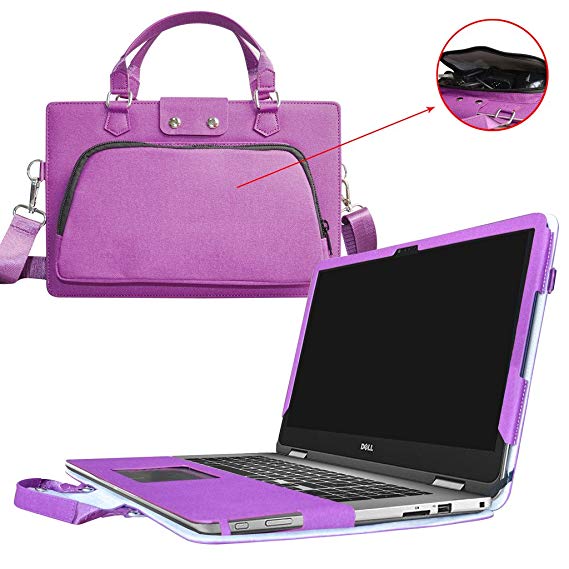 Inspiron 17 2-in-1 i7773 i7779 i7778 Case,2 in 1 Accurately Designed Protective PU Leather Cover   Portable Carrying Bag for 17.3" Dell Inspiron 17 2-in-1 7000 Series 7773 7779 7778 Laptop,Purple