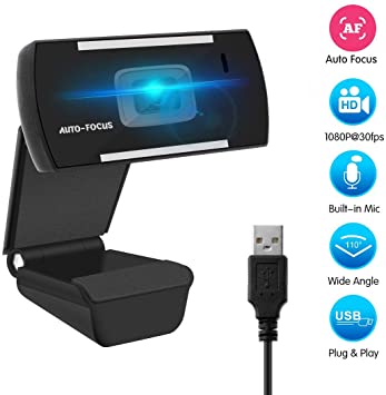 1080P Webcam with Microphone, HD USB Web cam for PC Desktop, Streaming Webcam Support Auto Focus/Plug and Play/Video Calling/Video Conferencing/Online Work/Home Office/Recording