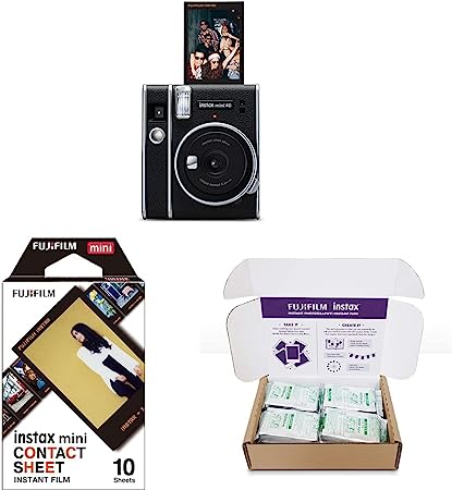 Fujifilm Instax Mini 40 Instant Camera & Instax Mini Contact Sheet Film - 10 Exposures & Instax Mini Instant Film Value Pack - 120 Photos