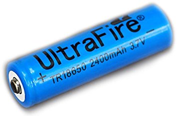 ULTRA FIRE BLUE XSL 18650 2400 mah BUTTON TOP LITHIUM BATTERIES LI-ON 2 EA.