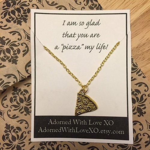 Gold Pizza Charm Necklace