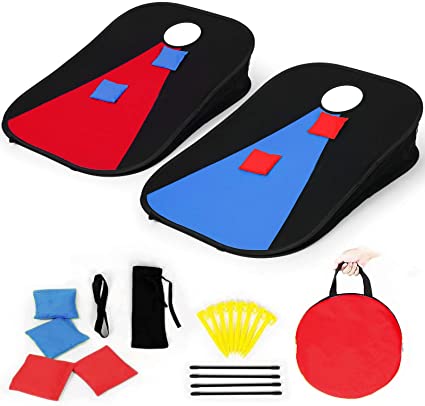 INTEY?Collapsible?Cornhole?Boards?Portable?Cornhole?Set?with?8?Bean?Bags?and?Carrying?Case,?Indoor/Outdoor?Corn?Holes?Game?for?Backyard,?Beach,?Lawn,?Kids,?Adults(3'x2')
