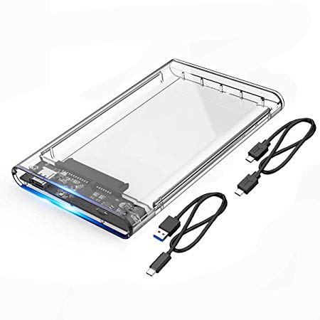 ORICO 2.5'' SATA to Gen2 USB3.1 Type-C Transparent External Hard Drive Enclosure, SATA III for HDD/SSD Support UASP Max 4TB and Linux, Mac, Windows
