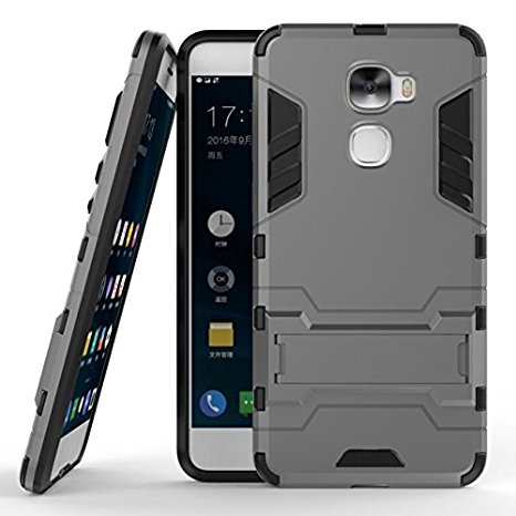 LeEco Le Pro 3 / Pro3 Case, Helianton [Drop Protection] Dual Layer Hard PC Cover   TPU Silicone 2 in 1 Hybrid Shock Absorption Anti-Scratch Kickstand Thin Bumper Protective Fit Case (Grey)