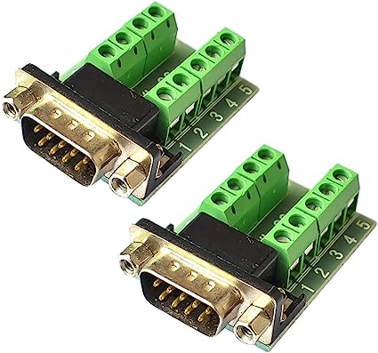 HiLetgo 2pcs DB9 Male Adapter RS232 to Terminal RS232 Serial to Terminal DB9 Connector Convert Adapter