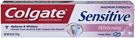 Colgate Sensitive Maximum Strength Sensitive Whitening Toothpaste 6 oz (Pack of 6)